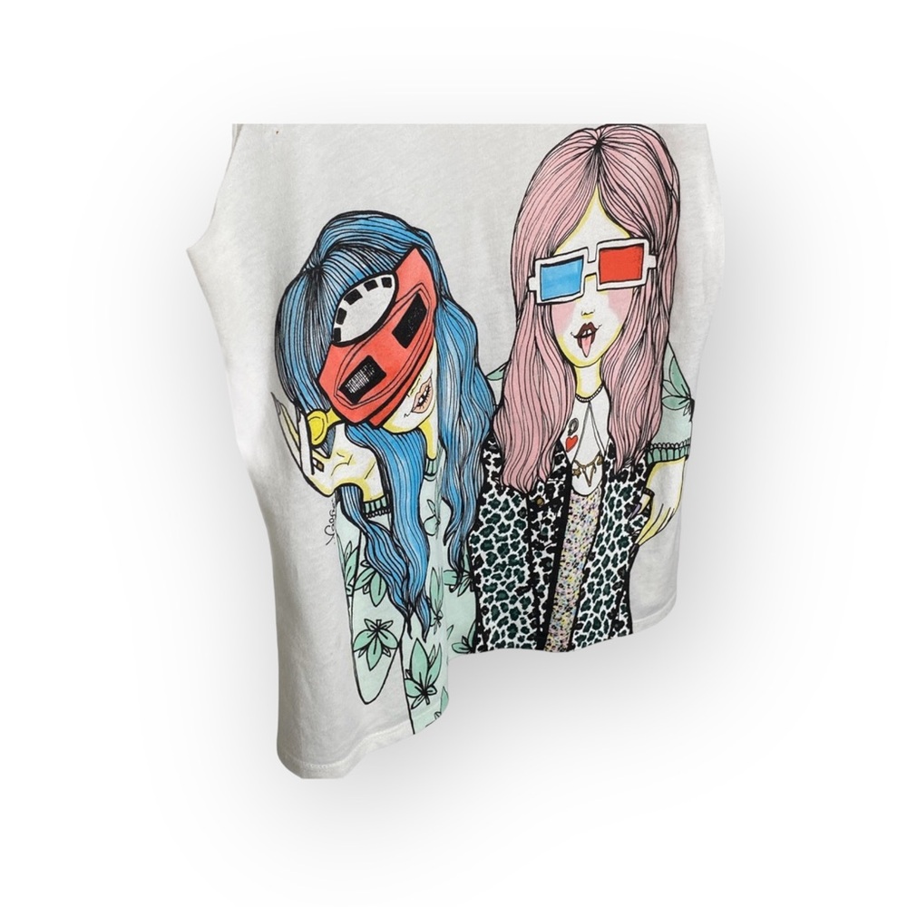 VHTF: Valfre ☻ Vision Girls Weed 3D Muscle Tee ☻ Hand Drawn Indie Designer ☻︎ S - Picture 9 of 16
